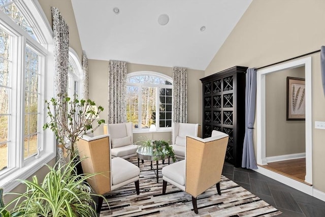 sunroom / solarium with lofted ceiling