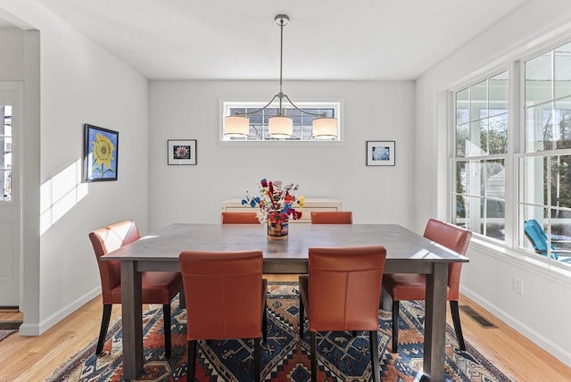 dining space with a healthy amount of sunlight and hardwood / wood-style flooring