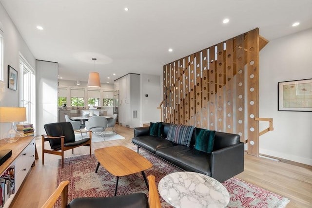 living room featuring light hardwood / wood-style floors