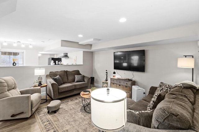 living room with hardwood / wood-style flooring