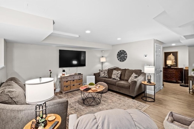 living room with light wood-type flooring