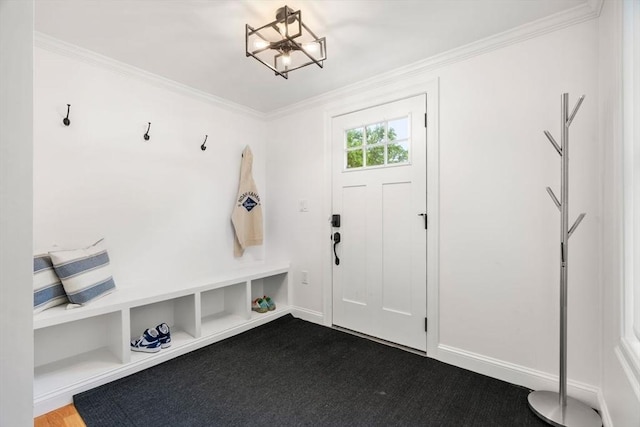 21 Pembrook Rd, North Andover, MA 01845 - mudroom featuring ornamental molding and baseboards