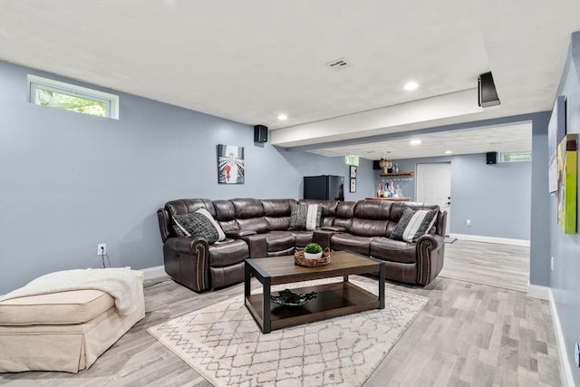 10 Primrose Ln, Westborough, MA 01581 - living area with baseboards, light wood-style flooring, and recessed lighting