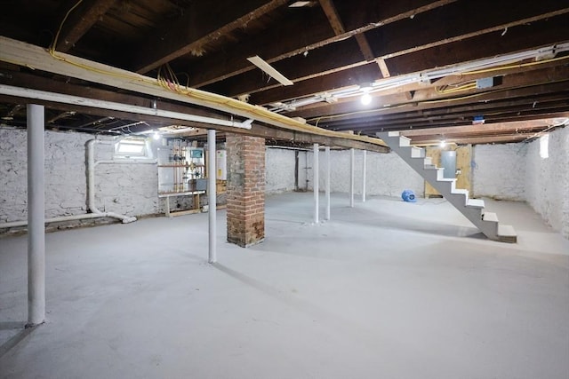 18 Beaumont Rd, Worcester, MA 01604 - basement with stairway and electric panel