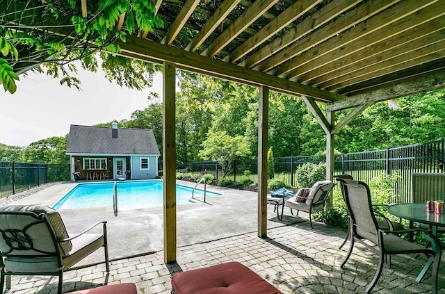27 Southwick Rd, Sutton, MA 01590 - view of swimming pool with a fenced backyard, an exterior structure, a patio area, and an outbuilding