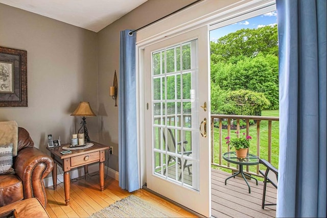 27 Southwick Rd, Sutton, MA 01590 - doorway with wood finished floors, plenty of natural light, and baseboards