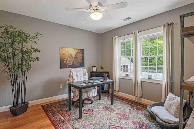 27 Southwick Rd, Sutton, MA 01590 - office area featuring light wood-style flooring, baseboards, and a ceiling fan