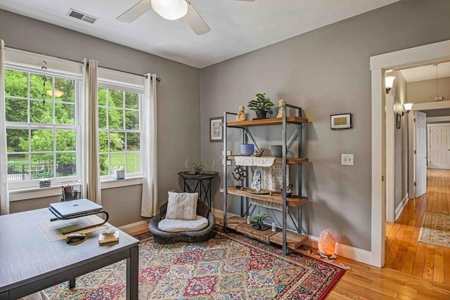 27 Southwick Rd, Sutton, MA 01590 - office featuring baseboards, ceiling fan, and hardwood / wood-style floors