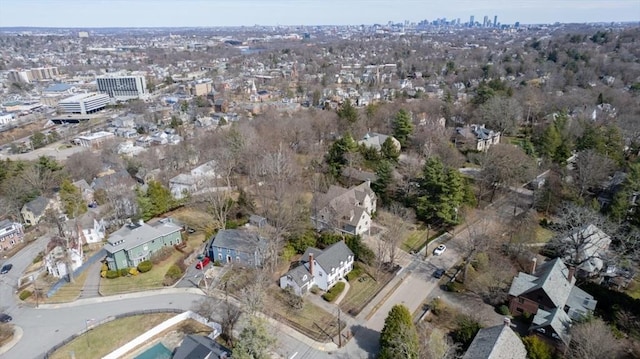 drone / aerial view with a view of city