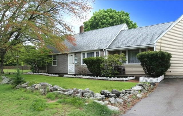59 Katherine St, Weymouth, MA 02191 - ranch-style house with a chimney and a front yard