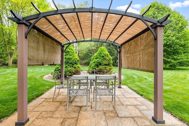 view of patio with outdoor dining area and a pergola