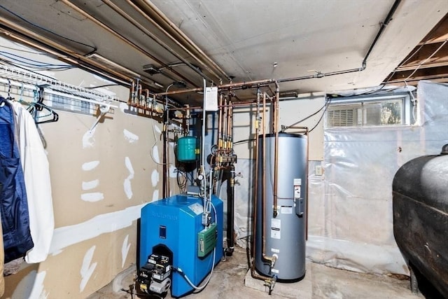 utility room with water heater