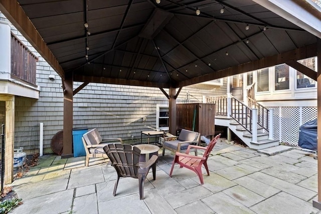 view of patio featuring a gazebo