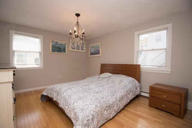 140 College Farm Rd, Waltham, MA 02451 - bedroom featuring light wood-style flooring, a baseboard heating unit, and multiple windows