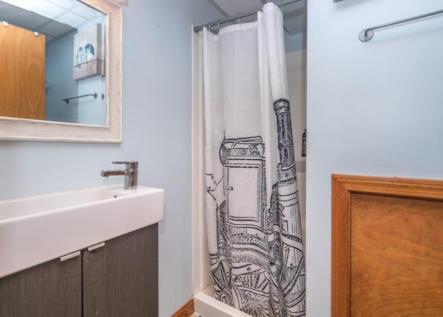 140 College Farm Rd, Waltham, MA 02451 - full bathroom with vanity and a shower with shower curtain