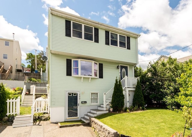 140 College Farm Rd, Waltham, MA 02451 - view of front of home with stairway and a front yard