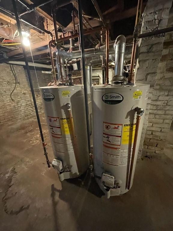 utility room featuring water heater