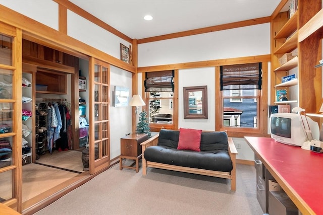 31 Mead St, Boston, MA 02129 - carpeted office featuring french doors and recessed lighting