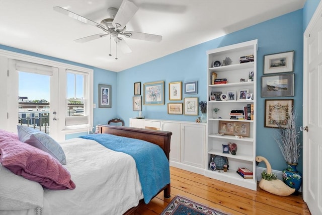 31 Mead St, Boston, MA 02129 - bedroom featuring access to outside, light wood-type flooring, and ceiling fan