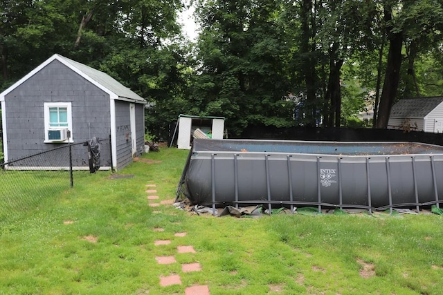 3 Moraine St, Andover, MA 01810 - view of yard featuring an outdoor pool and a storage shed