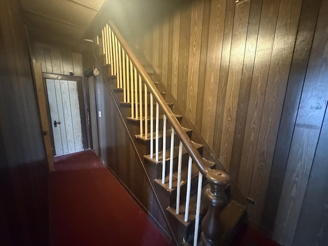 64 Suffolk St, Worcester, MA 01604 - stairway featuring wood walls