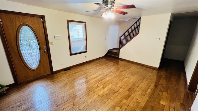 67 Amherst Rd Unit 67, South Hadley, MA 01075 - foyer entrance with a ceiling fan, hardwood / wood-style floors, and stairway