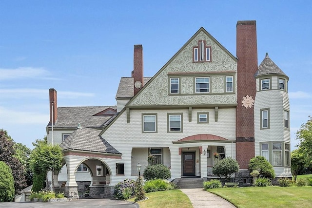 view of front of house with a front lawn