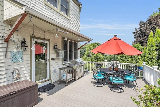 deck featuring grilling area