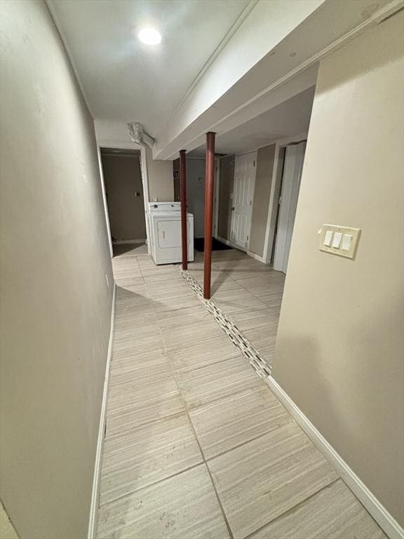 194 Paine St, Bellingham, MA 02019 - hall featuring baseboards and washer / clothes dryer
