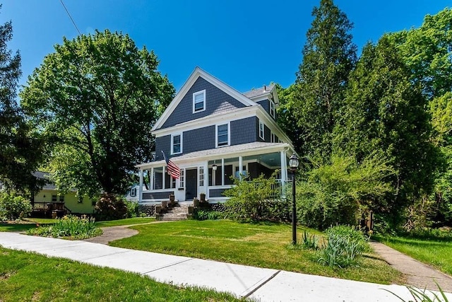 265 Stone St, Walpole, MA 02081 - view of front of property with a front yard and a porch