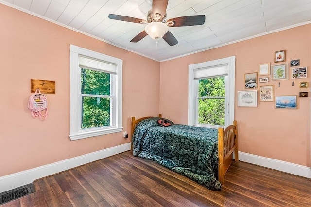 265 Stone St, Walpole, MA 02081 - bedroom with baseboards, multiple windows, ornamental molding, and wood finished floors