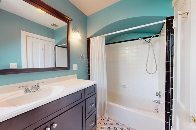 12 Bigelow Cir Unit 3, Boston, MA 02135 - bathroom with vanity, shower / bath combo, and tile patterned floors