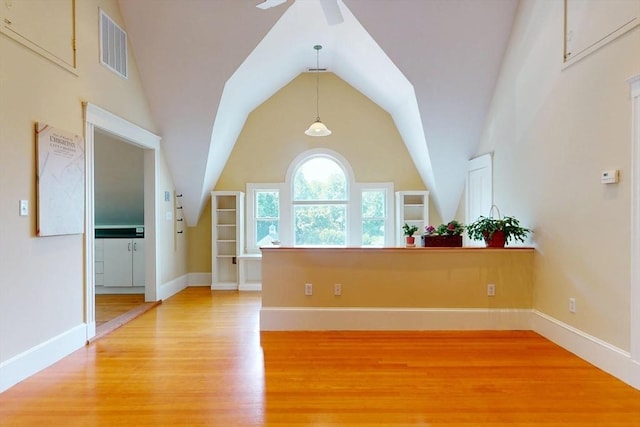 12 Bigelow Cir Unit 3, Boston, MA 02135 - foyer featuring light wood finished floors, lofted ceiling, and ceiling fan