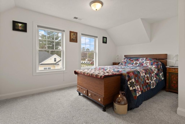 4 Curley Cir, Ayer, MA 01432 - carpeted bedroom featuring baseboards, vaulted ceiling, and visible vents