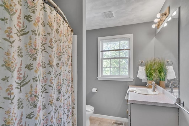 7 Sequoia Dr, Wilmington, MA 01887 - full bath with vanity, toilet, baseboards, tile patterned floors, and a shower with shower curtain