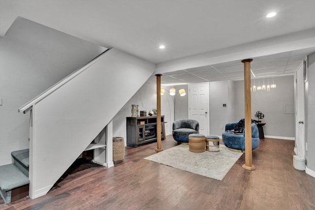 7 Sequoia Dr, Wilmington, MA 01887 - sitting room with stairway, wood finished floors, recessed lighting, and baseboards
