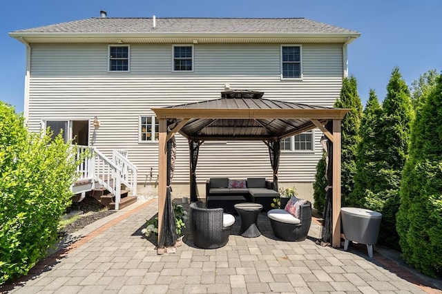 7 Sequoia Dr, Wilmington, MA 01887 - view of patio featuring outdoor lounge area and a gazebo