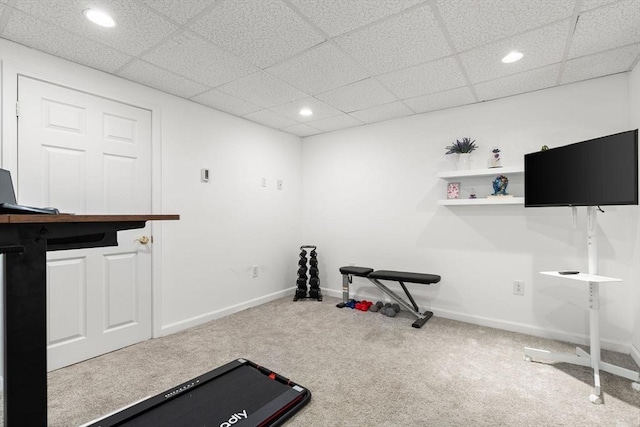 3 42nd St, Berkley, MA 02779 - exercise area with carpet flooring, recessed lighting, and a paneled ceiling