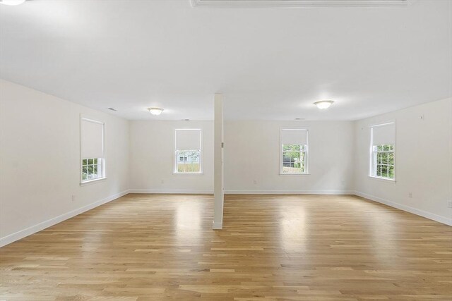 empty room featuring light wood-style flooring and baseboards