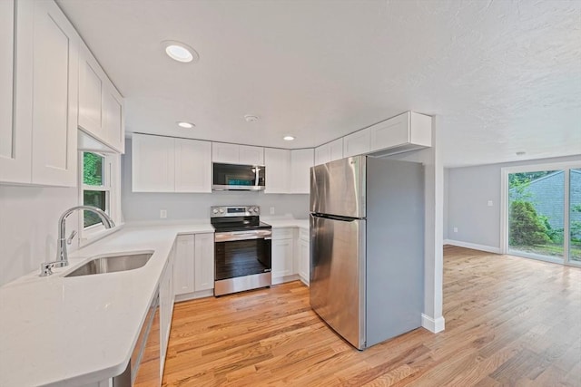 13 Hickory Rd, Halifax, MA 02338 - kitchen with stainless steel appliances, light wood-type flooring, white cabinetry, light countertops, and recessed lighting