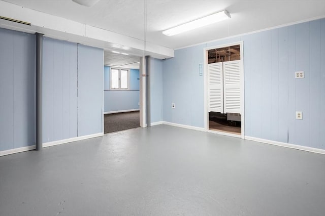 35 Faulkner Hill Rd, Acton, MA 01720 - basement with baseboards and wood walls