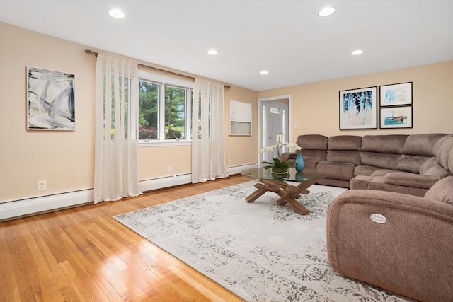 35 Faulkner Hill Rd, Acton, MA 01720 - living room with wood finished floors, recessed lighting, and baseboard heating