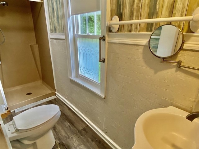 387 W Washington St, Hanson, MA 02341 - full bathroom featuring walk in shower and wood finished floors