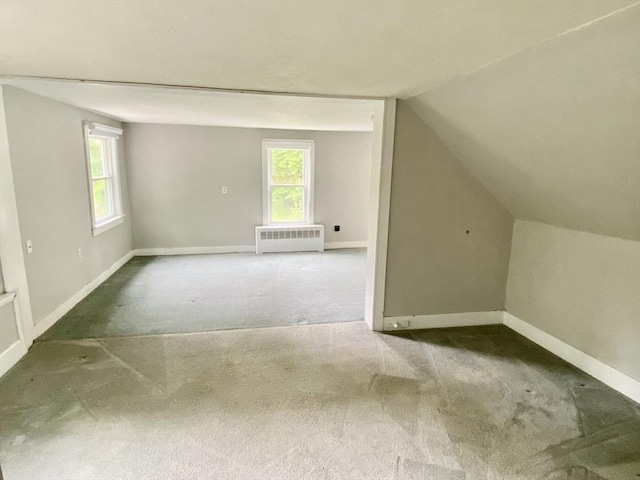 387 W Washington St, Hanson, MA 02341 - additional living space featuring carpet floors, vaulted ceiling, and radiator