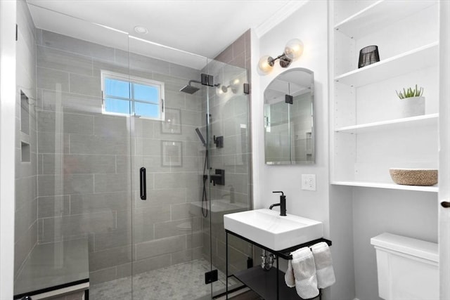 11 Paige St, Hingham, MA 02043 - full bathroom featuring a sink, toilet, and a stall shower
