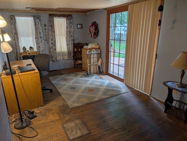 8 May St, Webster, MA 01570 - home office with hardwood / wood-style floors and a textured ceiling