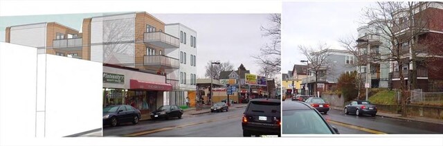 view of street with street lighting, curbs, and sidewalks