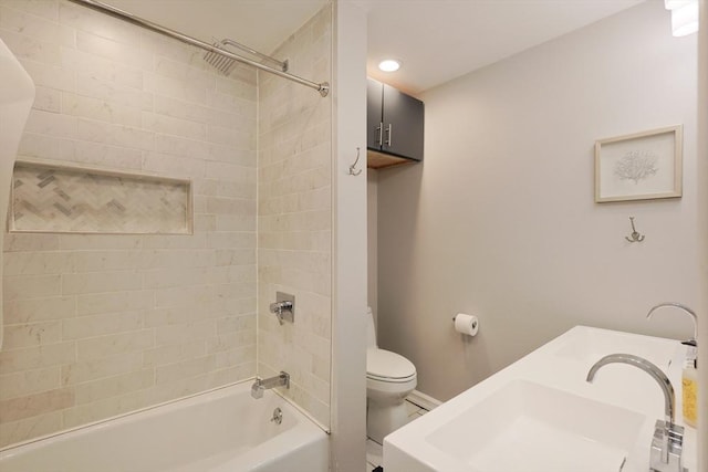 5 Birch Hill Rd, Dennis, MA 02639 - full bathroom with toilet, bathing tub / shower combination, vanity, and recessed lighting