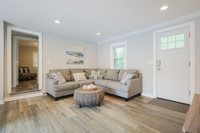 5 Birch Hill Rd, Dennis, MA 02639 - living area featuring light wood-type flooring, baseboards, and recessed lighting