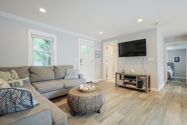 5 Birch Hill Rd, Dennis, MA 02639 - living room featuring light wood-type flooring, recessed lighting, and baseboards